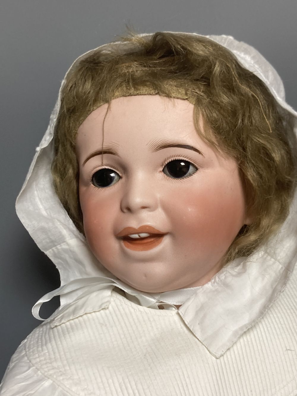 A French SFBJ bisque-headed doll, mould 236 with sleeping eyes and closed mouth, bent-limb composition body, 48cm